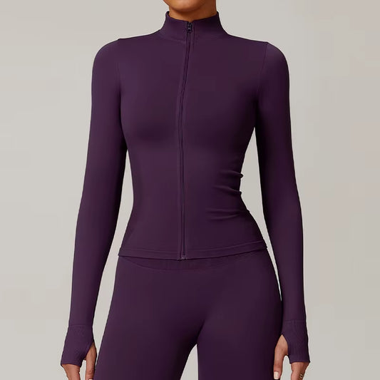 2024 High Quality Full-Zipper Ice Long Sleeve Yoga Activewear Women'S Windproof Casual Warm Durable Tight Sports Fitness Coat